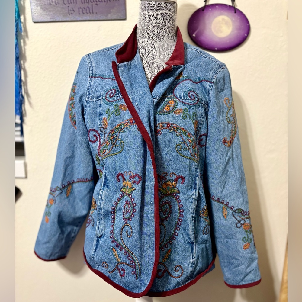 Jean Jacket with Colorful Embroidery